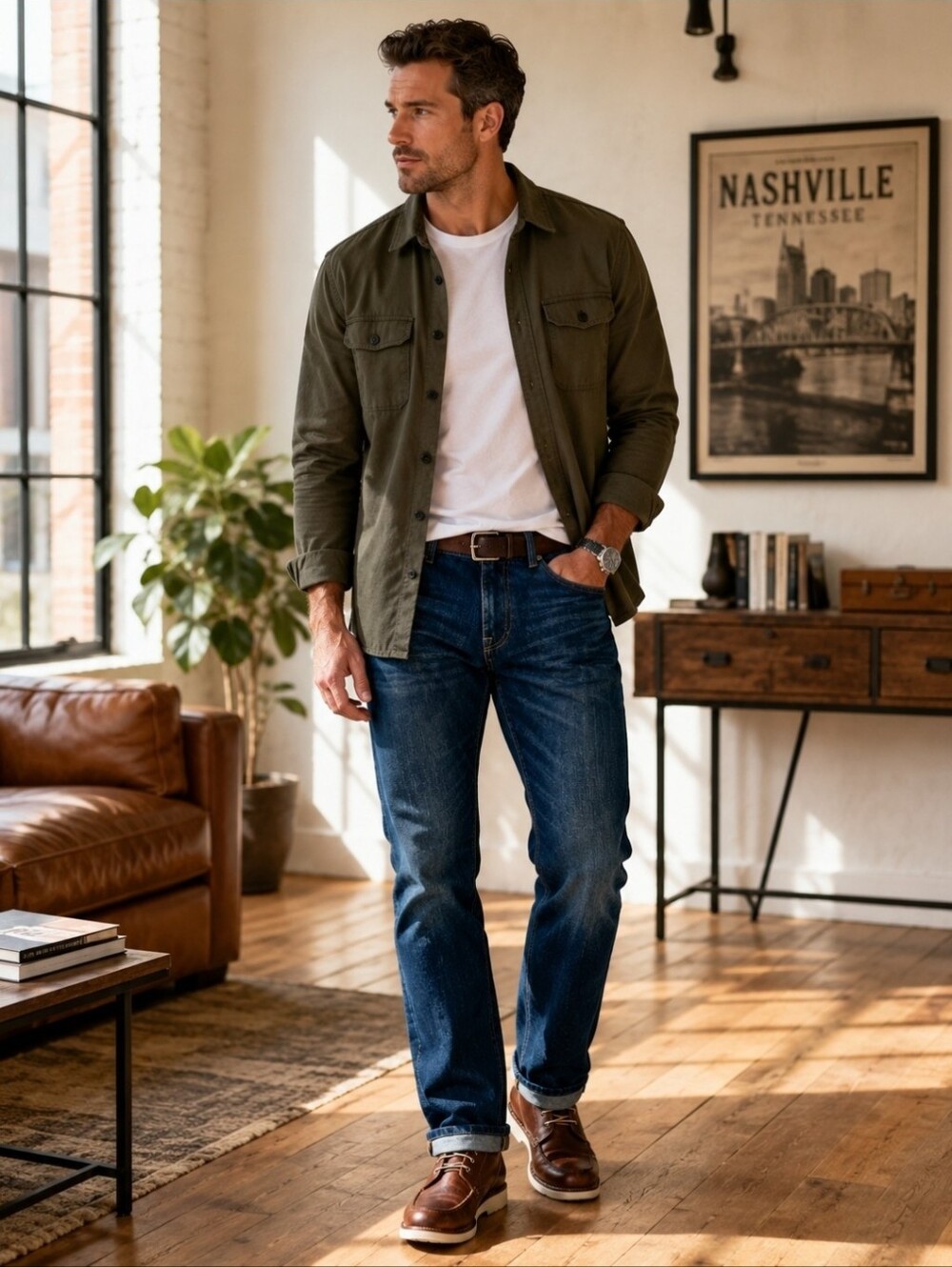 DL1961 Vince Straight Charger Premium Denim Jeans Men's 38 Blue Stretch